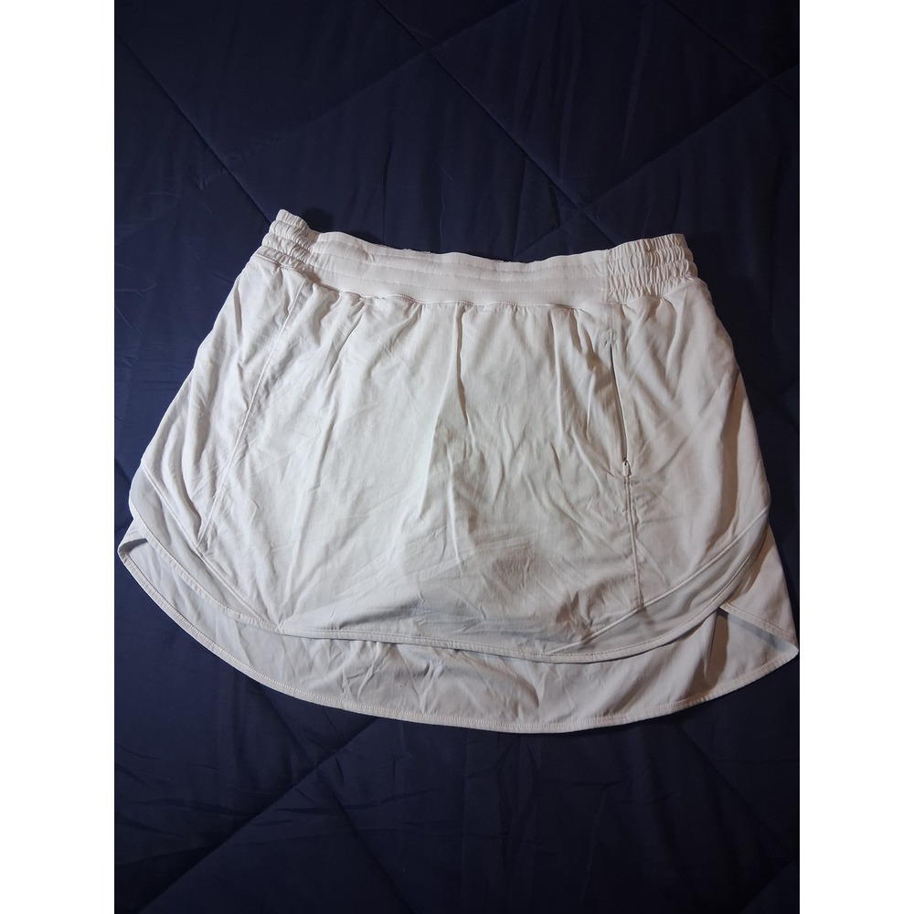 Lululemon‎ Play Off The Pleats Skirt White Active Skort Size 12 W8AB9R